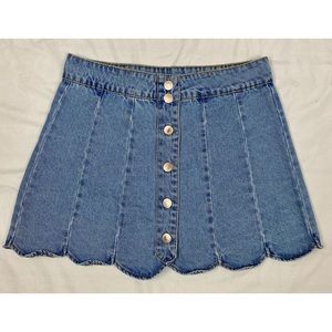 Scalloped Jean Skirt Forever 21